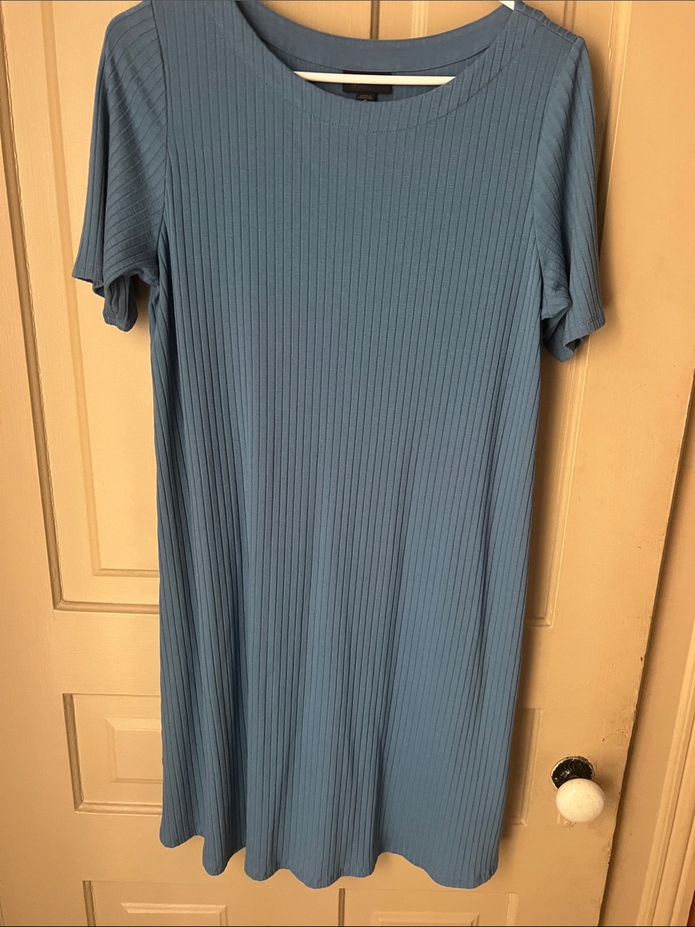 J. Jill Sky Blue Ribbed Short-Sleeve Knit Dress